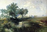 Thomas Moran Canvas Paintings - Misty Morning, Appaquogue